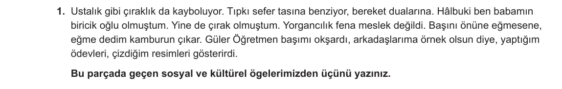 12. Sınıf Türk Dili ve Edebiyatı 2023-2024 1. Dönem 2. Yazılı 2. Bölüm 1. Soru görseli
