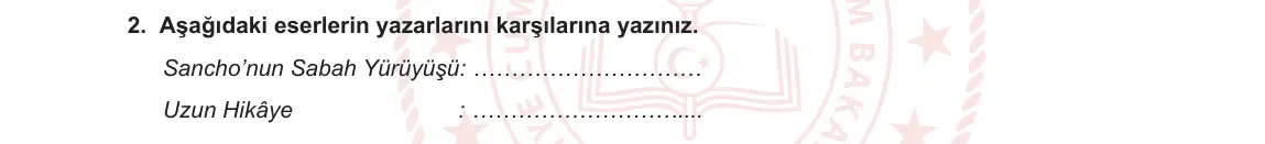 12. Sınıf Türk Dili ve Edebiyatı 2023-2024 1. Dönem 2. Yazılı 2. Bölüm 2. Soru görseli