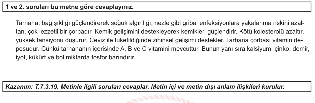 7. Sınıf Türkçe 2023-2024 1. Dönem 2. Yazılı 1. Bölüm 2. Soru görseli (1/2)
