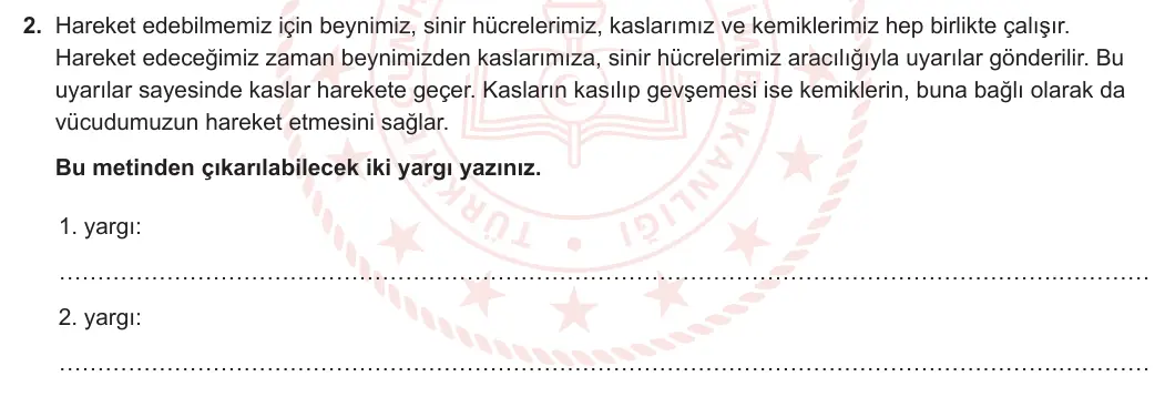 7. Sınıf Türkçe 2023-2024 1. Dönem 2. Yazılı 2. Bölüm 2. Soru görseli