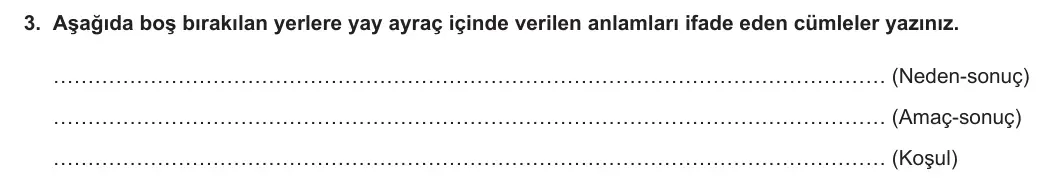 7. Sınıf Türkçe 2023-2024 1. Dönem 2. Yazılı 2. Bölüm 3. Soru görseli