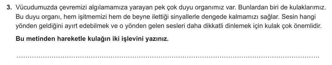 8. Sınıf Türkçe 2023-2024 1. Dönem 2. Yazılı 1. Bölüm 3. Soru (Ferman Yayınları) görseli