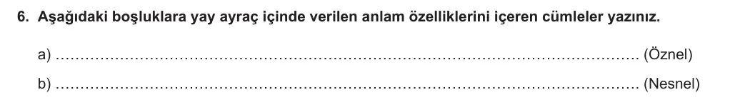 8. Sınıf Türkçe 2023-2024 1. Dönem 2. Yazılı 1. Bölüm 6. Soru (Ferman Yayınları) görseli