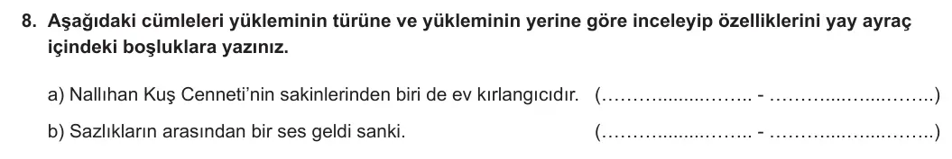 8. Sınıf Türkçe 2023-2024 1. Dönem 2. Yazılı 1. Bölüm 8. Soru (Ferman Yayınları) görseli