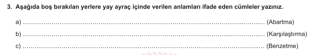 8. Sınıf Türkçe 2023-2024 1. Dönem 2. Yazılı 2. Bölüm 3. Soru (Ferman Yayınları) görseli