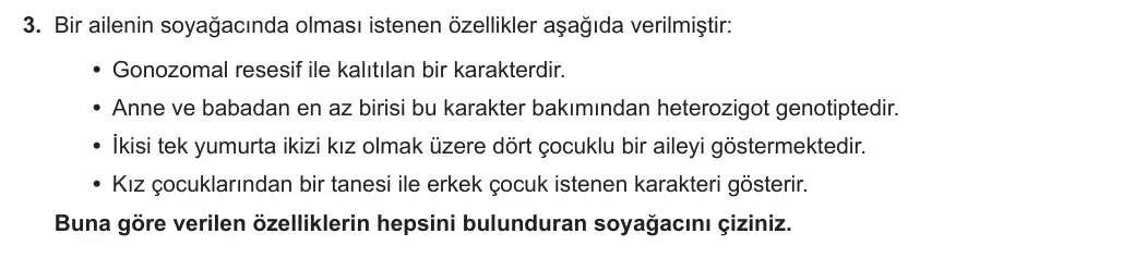 10. Sınıf Biyoloji 2023-2024 2. Dönem 1. Yazılı 1. Bölüm 3. Soru görseli