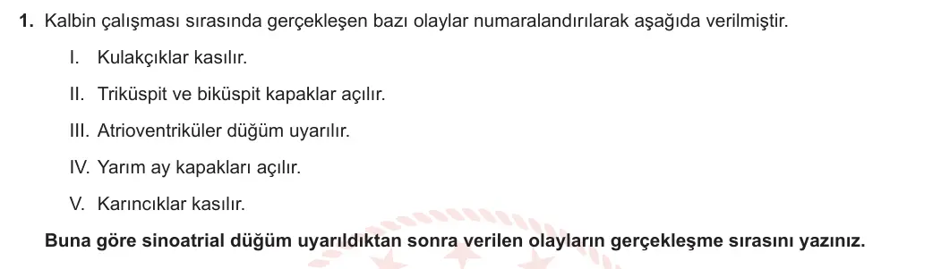11. Sınıf Biyoloji 2023-2024 2. Dönem 1. Yazılı 1. Bölüm 1. Soru görseli