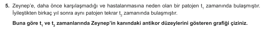 11. Sınıf Biyoloji 2023-2024 2. Dönem 1. Yazılı 1. Bölüm 5. Soru görseli
