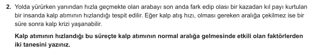 11. Sınıf Biyoloji 2023-2024 2. Dönem 1. Yazılı 4. Bölüm 2. Soru görseli