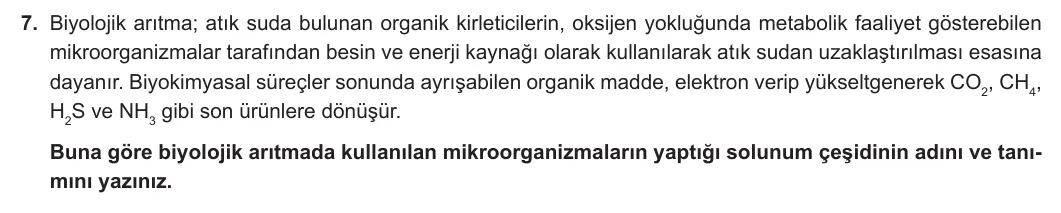 12. Sınıf Biyoloji 2023-2024 2. Dönem 1. Yazılı 1. Bölüm 7. Soru görseli
