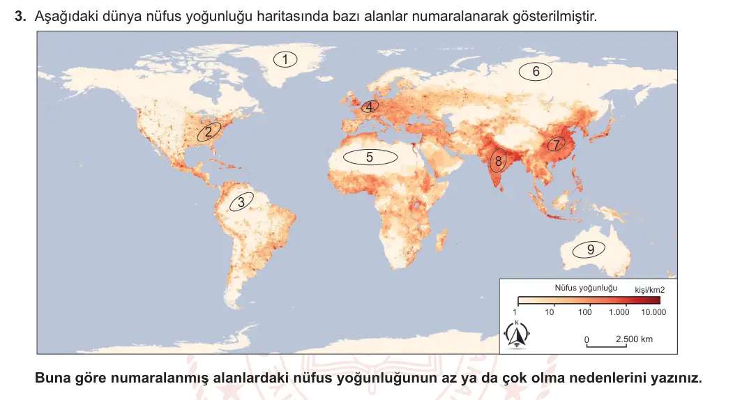 10. Sınıf Coğrafya 2023-2024 2. Dönem 1. Yazılı 1. Bölüm 3. Soru görseli