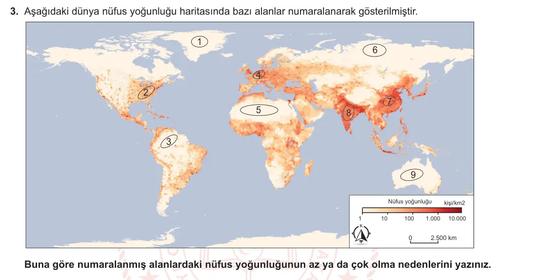 10. Sınıf Coğrafya 2023-2024 2. Dönem 1. Yazılı 2. Bölüm 3. Soru görseli