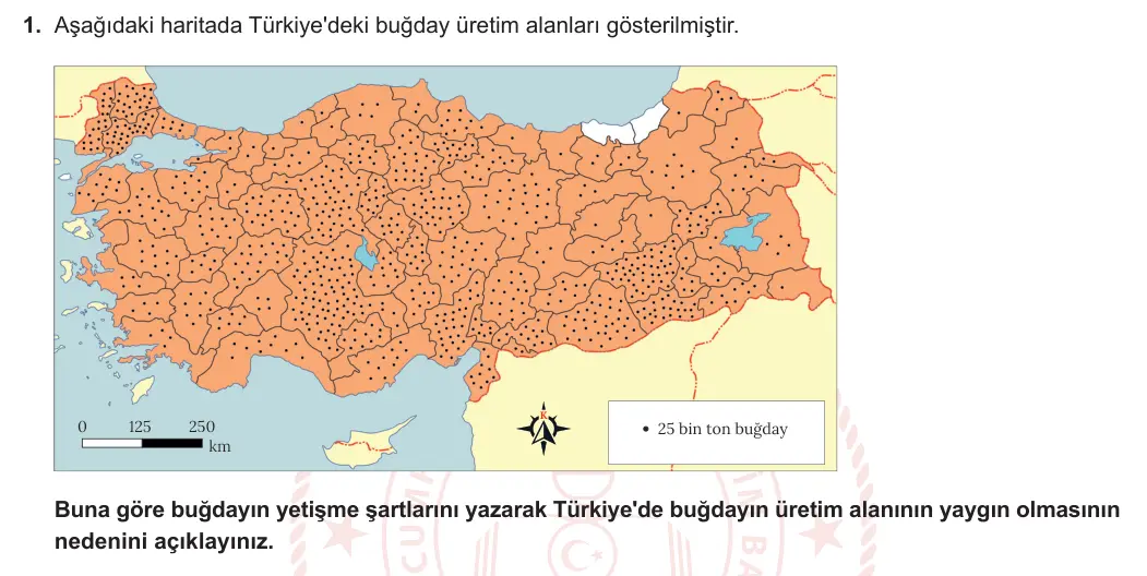 11. Sınıf Coğrafya 2023-2024 2. Dönem 1. Yazılı 1. Bölüm 1. Soru görseli