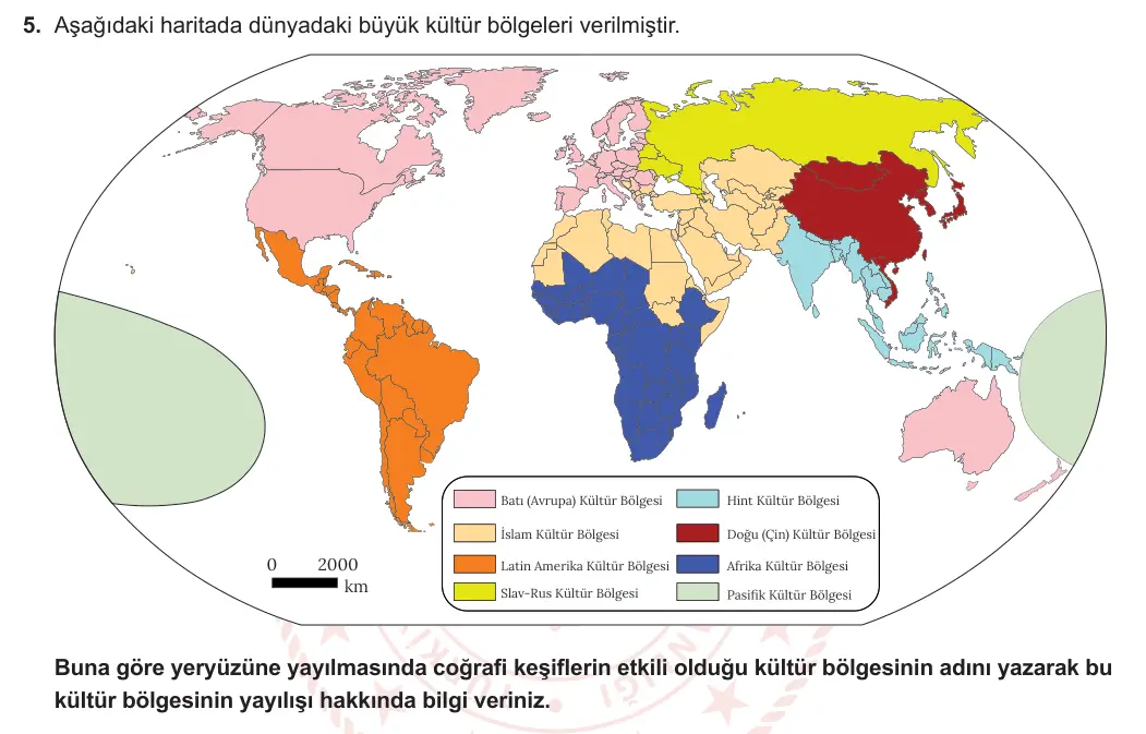 11. Sınıf Coğrafya 2023-2024 2. Dönem 1. Yazılı 1. Bölüm 5. Soru görseli