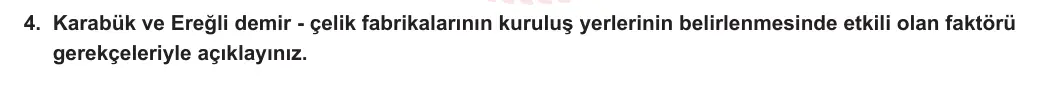 11. Sınıf Coğrafya 2023-2024 2. Dönem 1. Yazılı 2. Bölüm 4. Soru görseli