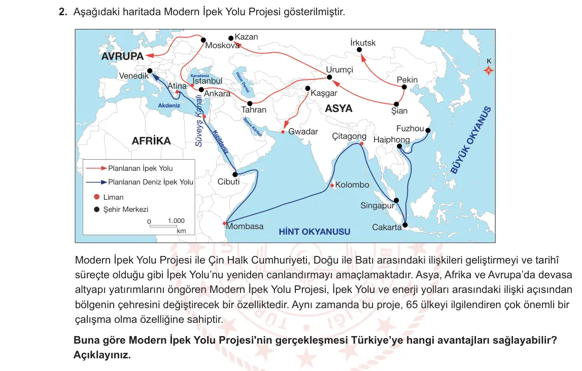 12. Sınıf Coğrafya 2023-2024 2. Dönem 1. Yazılı 1. Bölüm 2. Soru görseli