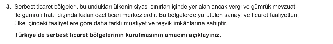 12. Sınıf Coğrafya 2023-2024 2. Dönem 1. Yazılı 2. Bölüm 3. Soru görseli