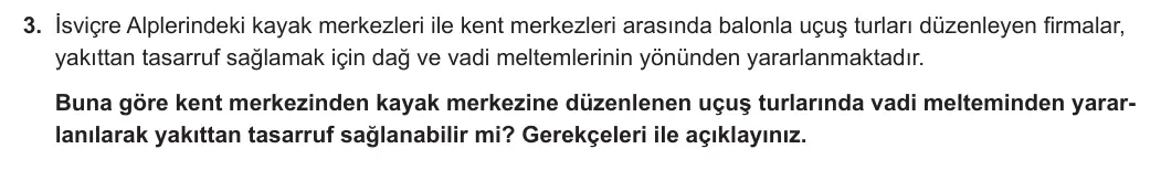 9. Sınıf Coğrafya 2023-2024 2. Dönem 1. Yazılı 1. Bölüm 3. Soru görseli