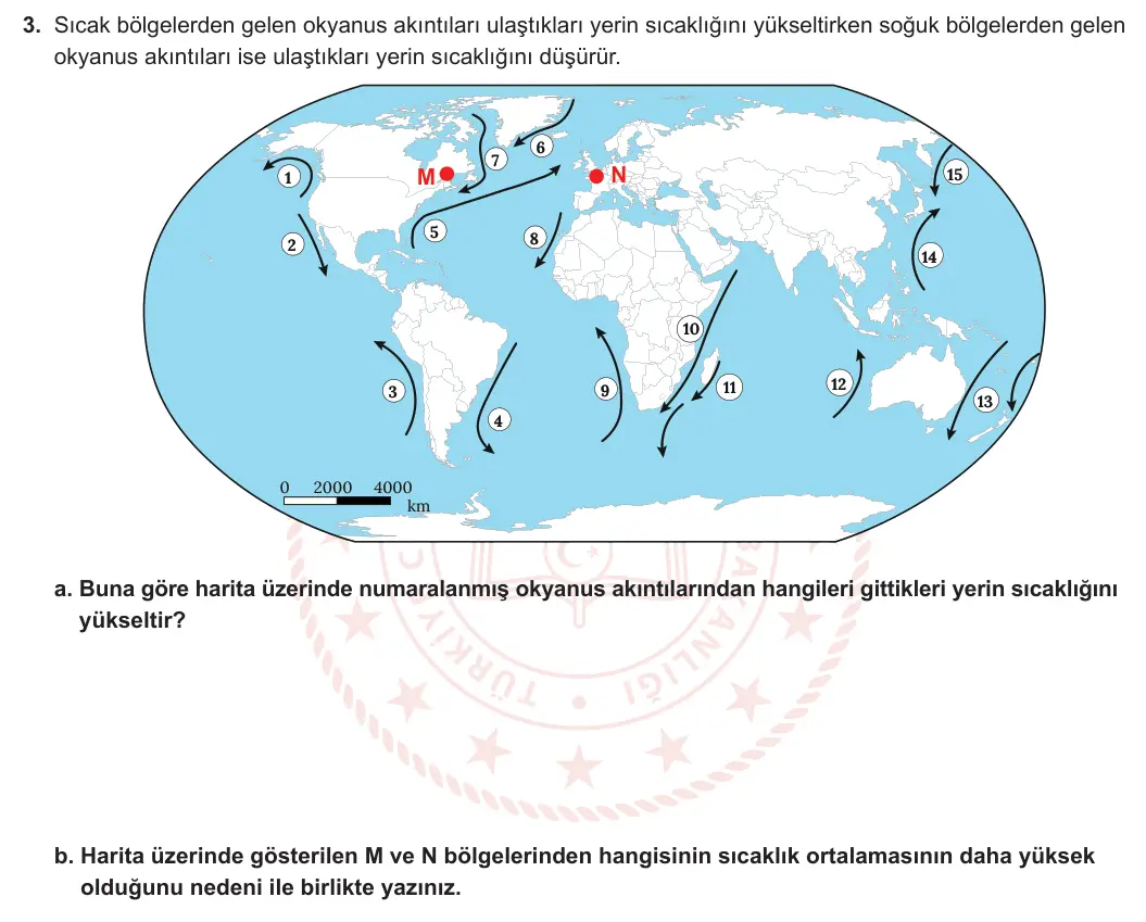 9. Sınıf Coğrafya 2023-2024 2. Dönem 1. Yazılı 2. Bölüm 3. Soru görseli