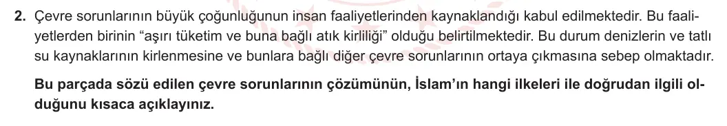 10. Sınıf Din Kültürü ve Ahlak Bilgisi 2023-2024 2. Dönem 1. Yazılı 1. Bölüm 2. Soru görseli