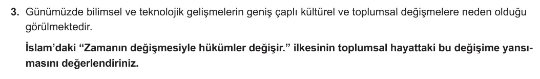 10. Sınıf Din Kültürü ve Ahlak Bilgisi 2023-2024 2. Dönem 1. Yazılı 1. Bölüm 3. Soru görseli