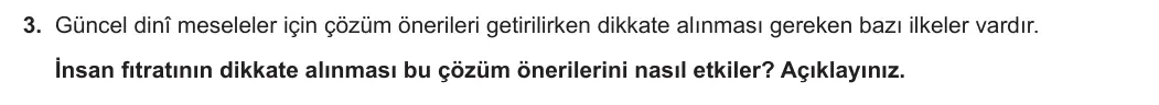12. Sınıf Din Kültürü ve Ahlak Bilgisi 2023-2024 2. Dönem 1. Yazılı 2. Bölüm 3. Soru görseli