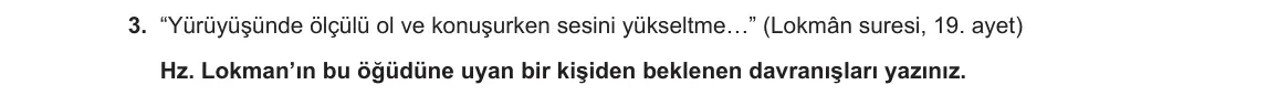 5. Sınıf Din Kültürü ve Ahlak Bilgisi 2023-2024 2. Dönem 1. Yazılı 2. Bölüm 3. Soru görseli