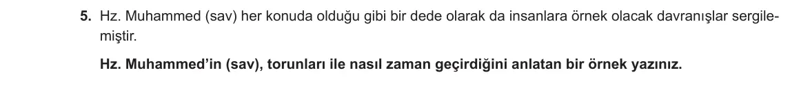 5. Sınıf Din Kültürü ve Ahlak Bilgisi 2023-2024 2. Dönem 1. Yazılı 2. Bölüm 5. Soru görseli