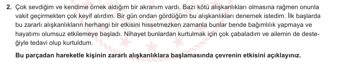 6. Sınıf Din Kültürü ve Ahlak Bilgisi 2023-2024 2. Dönem 1. Yazılı 2. Bölüm 2. Soru görseli