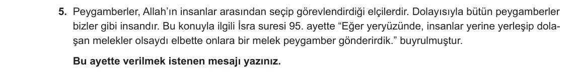 7. Sınıf Din Kültürü ve Ahlak Bilgisi 2023-2024 2. Dönem 1. Yazılı 2. Bölüm 5. Soru görseli