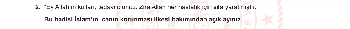 8. Sınıf Din Kültürü ve Ahlak Bilgisi 2023-2024 2. Dönem 1. Yazılı 1. Bölüm 2. Soru görseli