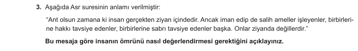 8. Sınıf Din Kültürü ve Ahlak Bilgisi 2023-2024 2. Dönem 1. Yazılı 1. Bölüm 3. Soru görseli