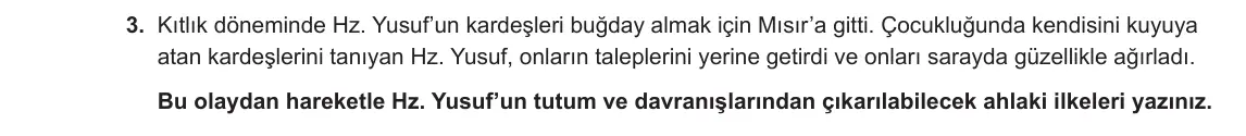 8. Sınıf Din Kültürü ve Ahlak Bilgisi 2023-2024 2. Dönem 1. Yazılı 2. Bölüm 3. Soru görseli