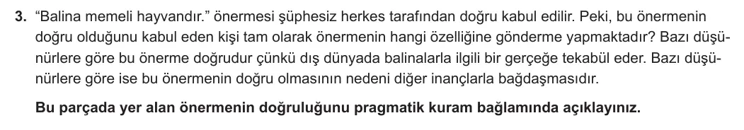 10. Sınıf Felsefe 2023-2024 2. Dönem 1. Yazılı 1. Bölüm 3. Soru görseli