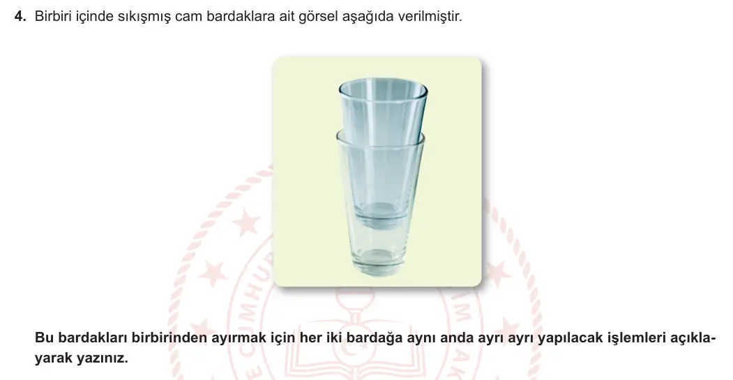 5. Sınıf Fen Bilimleri 2023-2024 2. Dönem 1. Yazılı 1. Bölüm 4. Soru görseli