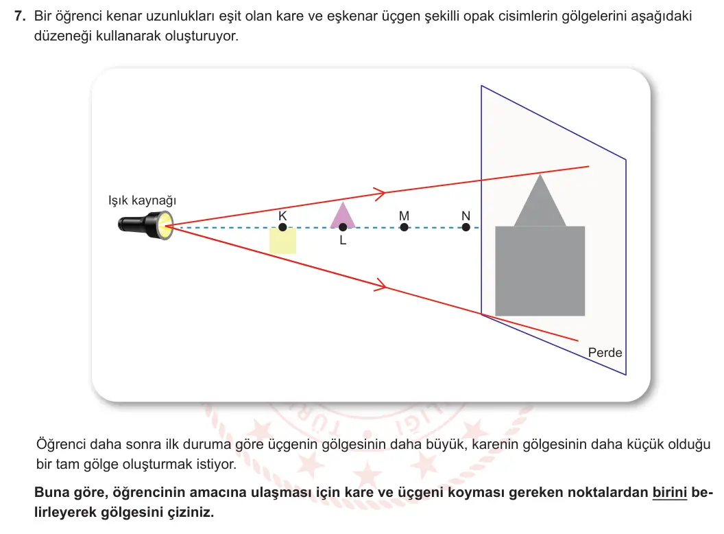 5. Sınıf Fen Bilimleri 2023-2024 2. Dönem 1. Yazılı 1. Bölüm 7. Soru görseli