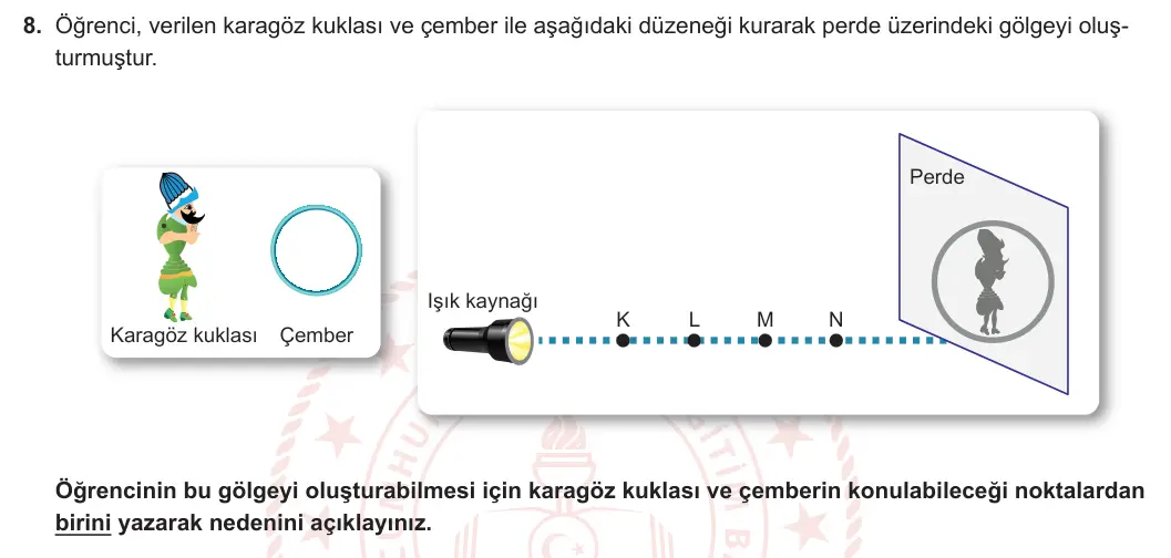5. Sınıf Fen Bilimleri 2023-2024 2. Dönem 1. Yazılı 1. Bölüm 8. Soru görseli (1/2)