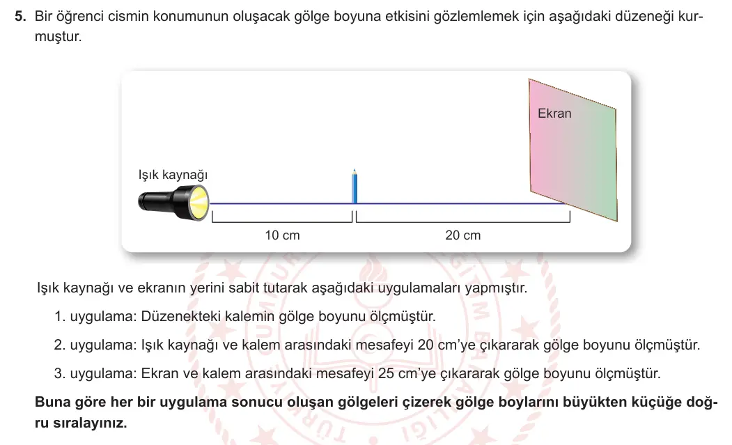 5. Sınıf Fen Bilimleri 2023-2024 2. Dönem 1. Yazılı 2. Bölüm 5. Soru görseli
