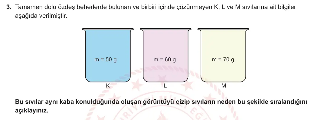 6. Sınıf Fen Bilimleri 2023-2024 2. Dönem 1. Yazılı 1. Bölüm 3. Soru görseli