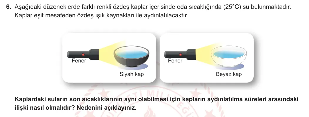7. Sınıf Fen Bilimleri 2023-2024 2. Dönem 1. Yazılı 1. Bölüm 6. Soru görseli
