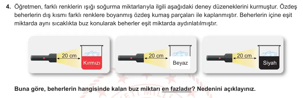 7. Sınıf Fen Bilimleri 2023-2024 2. Dönem 1. Yazılı 2. Bölüm 4. Soru görseli