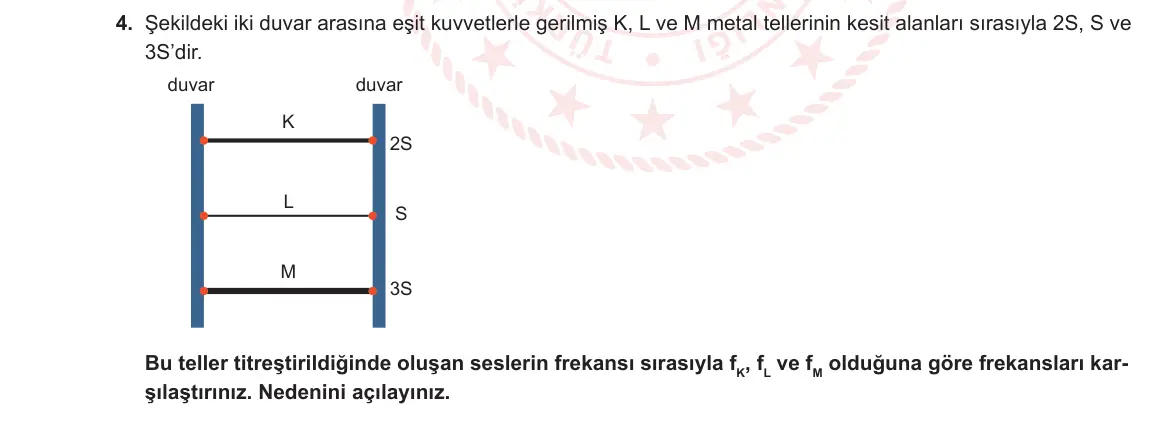 10. Sınıf Fizik 2023-2024 2. Dönem 1. Yazılı 2. Bölüm 4. Soru görseli