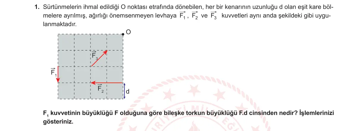 11. Sınıf Fizik 2023-2024 2. Dönem 1. Yazılı 1. Bölüm 1. Soru görseli