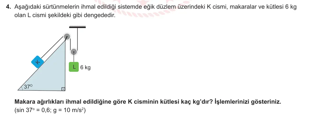 11. Sınıf Fizik 2023-2024 2. Dönem 1. Yazılı 1. Bölüm 4. Soru görseli