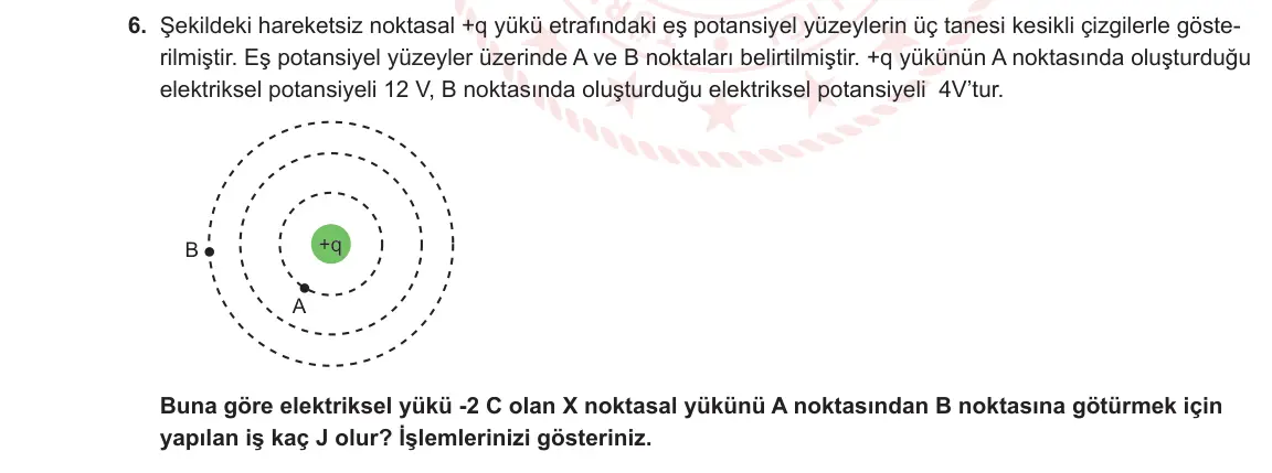 11. Sınıf Fizik 2023-2024 2. Dönem 1. Yazılı 1. Bölüm 6. Soru görseli