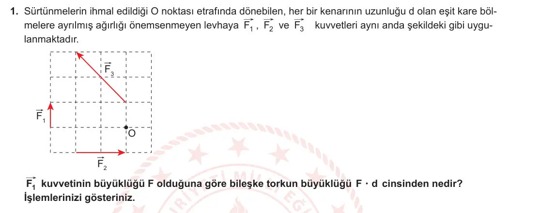 11. Sınıf Fizik 2023-2024 2. Dönem 1. Yazılı 3. Bölüm 1. Soru görseli