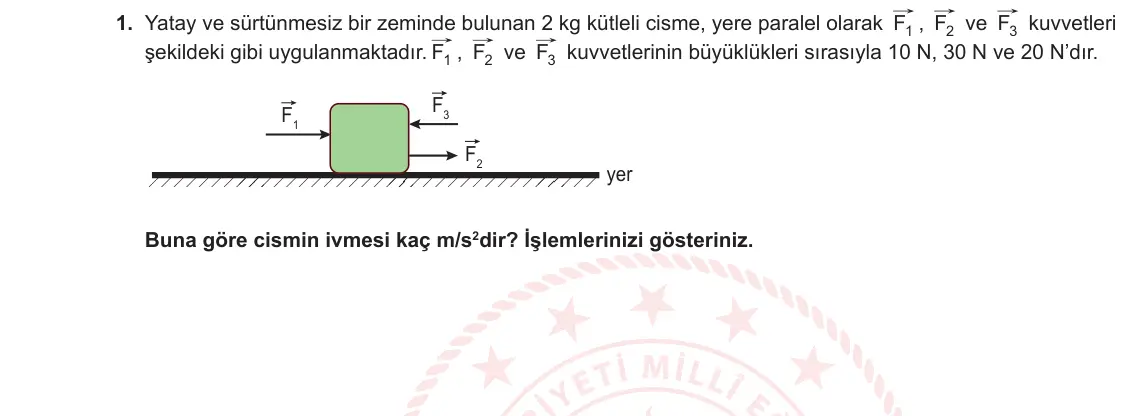 9. Sınıf Fizik 2023-2024 2. Dönem 1. Yazılı 1. Bölüm 1. Soru görseli