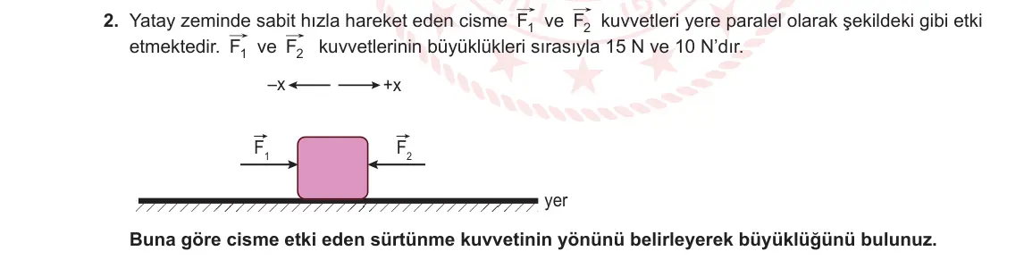9. Sınıf Fizik 2023-2024 2. Dönem 1. Yazılı 1. Bölüm 2. Soru görseli