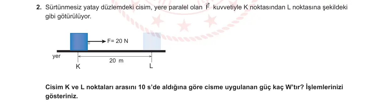 9. Sınıf Fizik 2023-2024 2. Dönem 1. Yazılı 2. Bölüm 2. Soru görseli