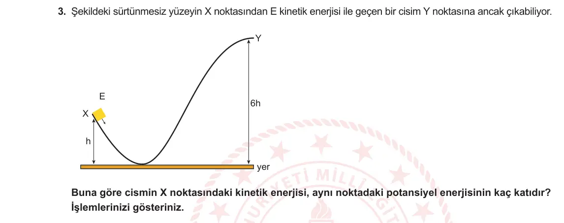 9. Sınıf Fizik 2023-2024 2. Dönem 1. Yazılı 2. Bölüm 3. Soru görseli